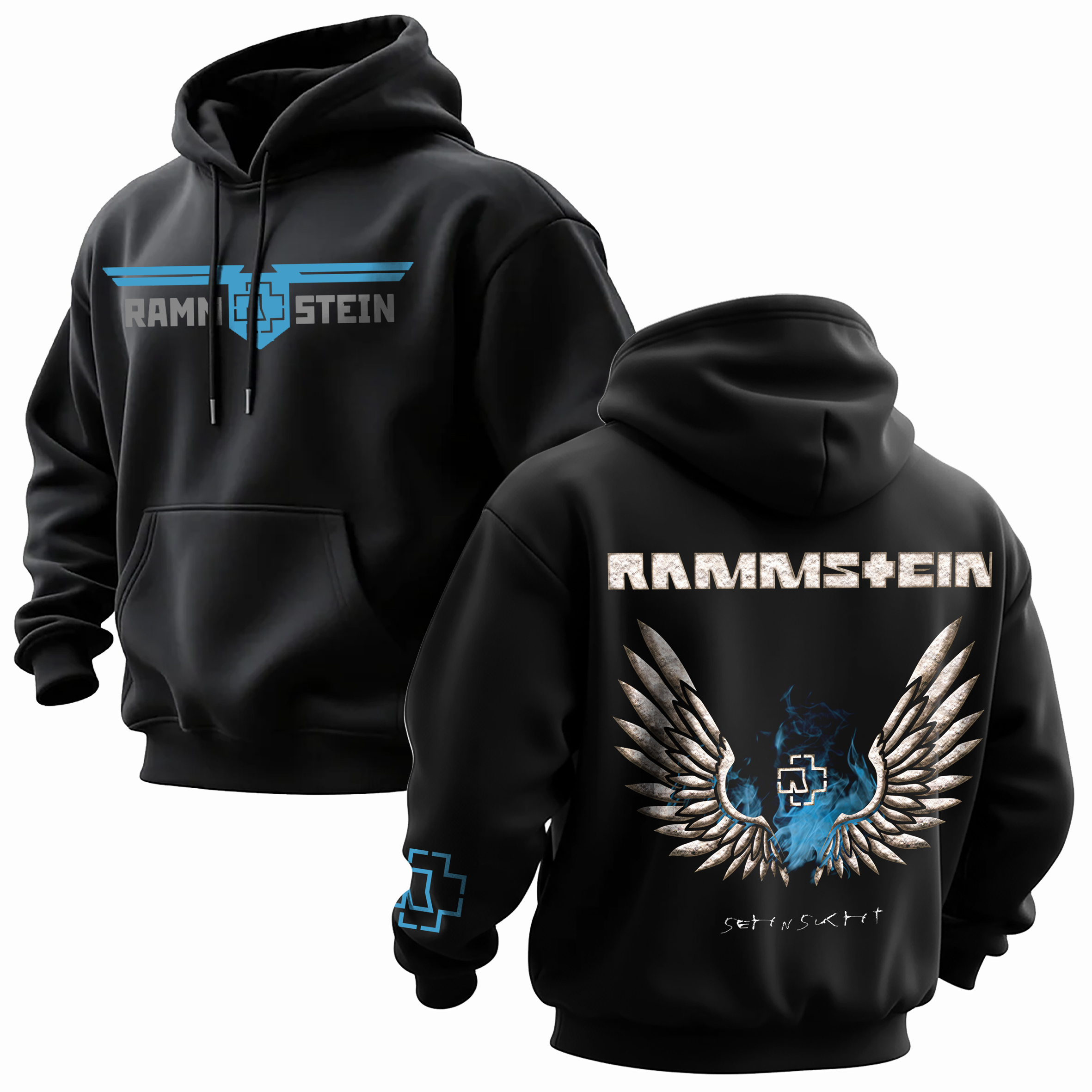 Blue Smoke & Wings Minimalist Oversized Hoodie
