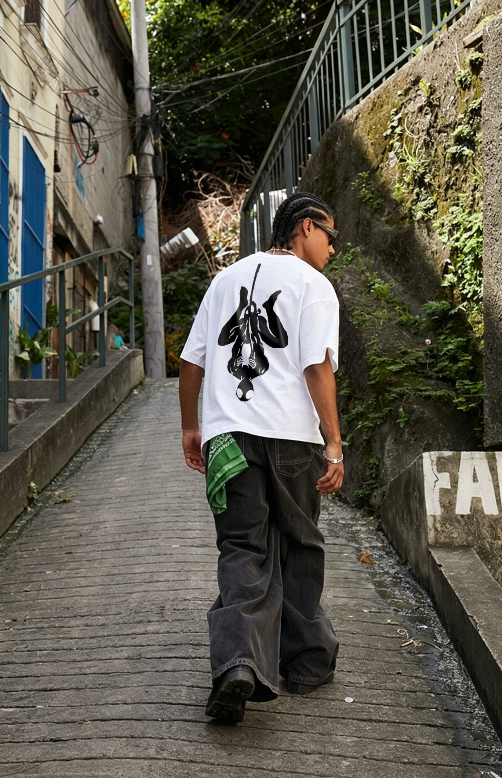 Grunge Aesthetic  Silhouette White Back Print Shirt