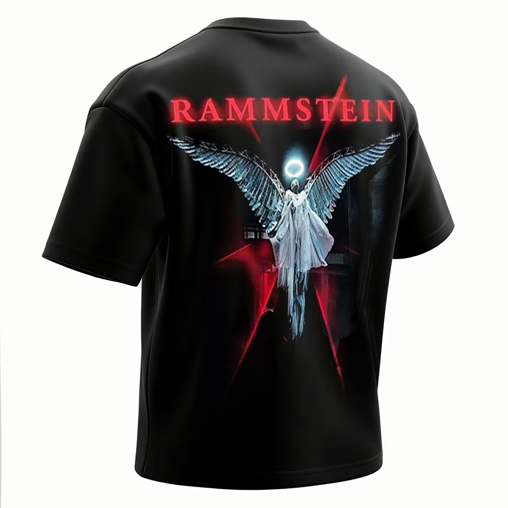  "Lightning & Angel" Minimalist Oversized Rock Tee