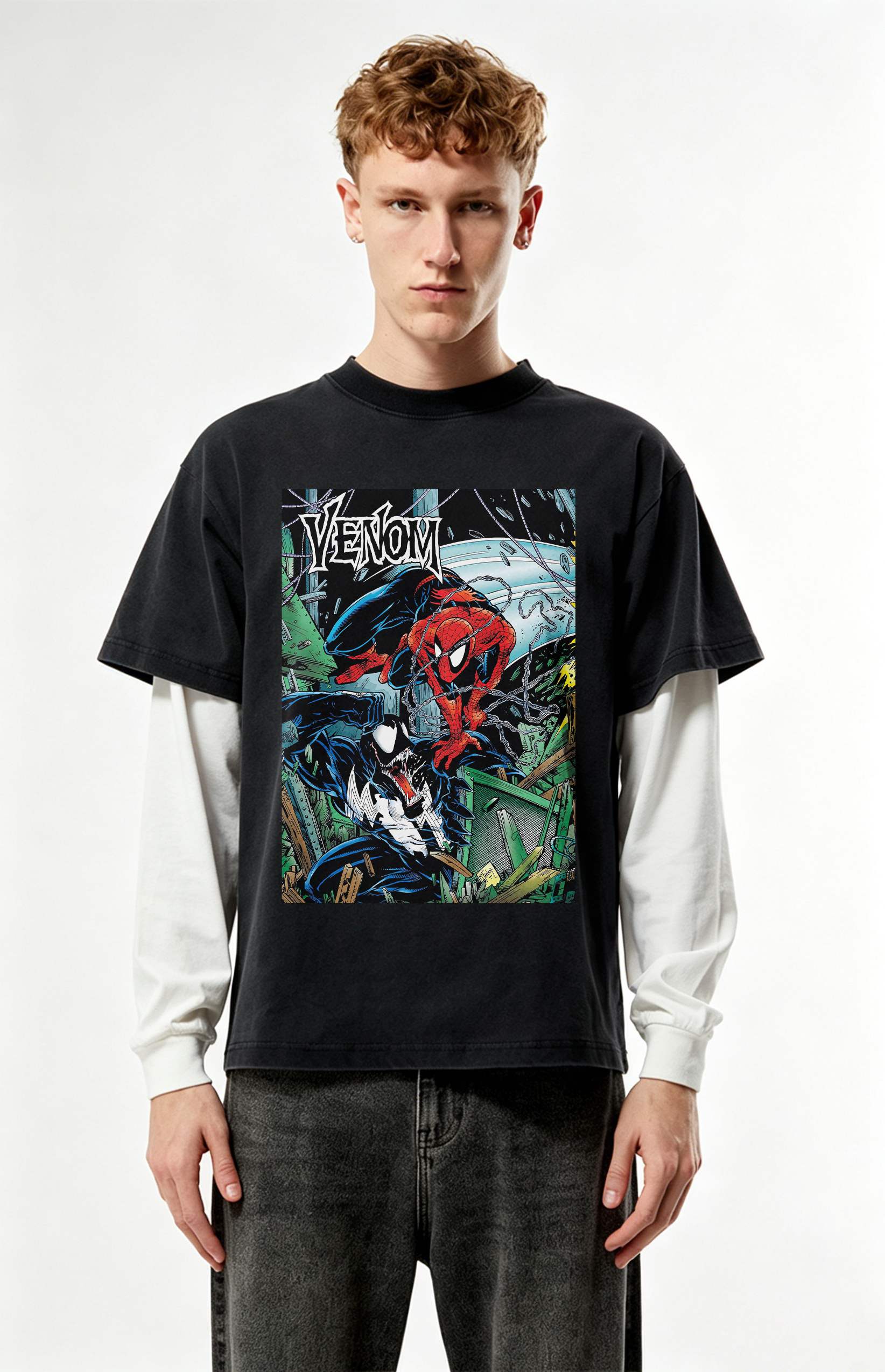 Vintage 90s Venom Comic Cover Streetwear Oversized T-shirt