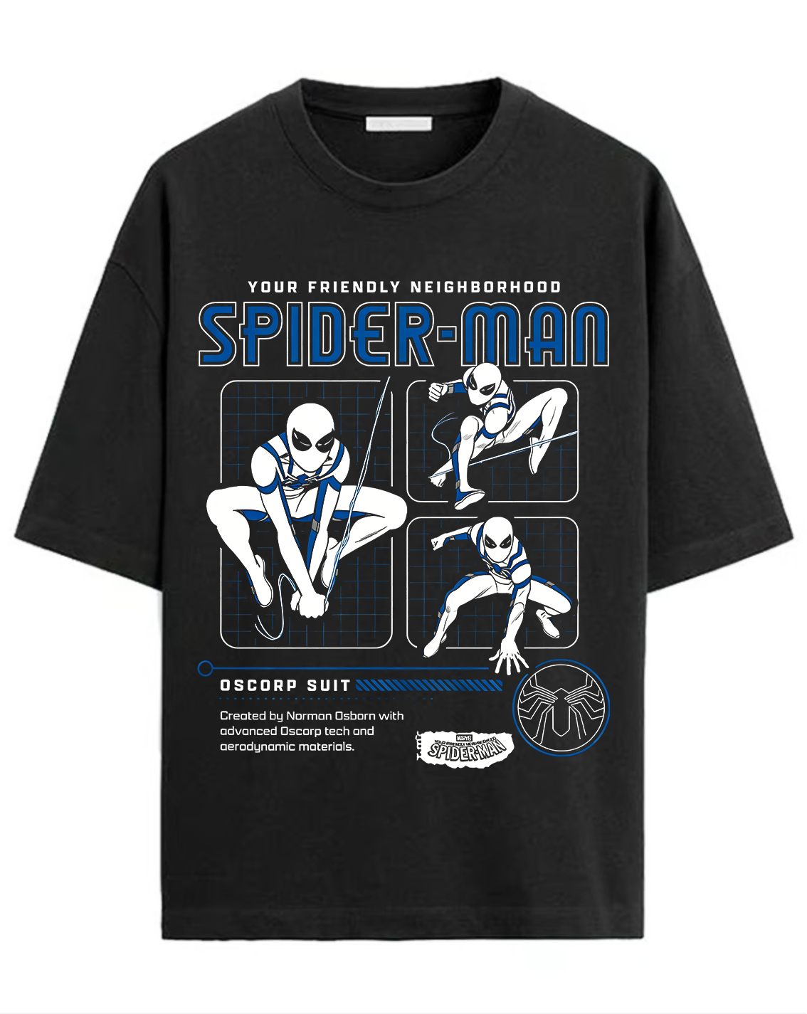 Spider-Man Oscorp Suit Technical Blueprint Oversized Graphic Tee