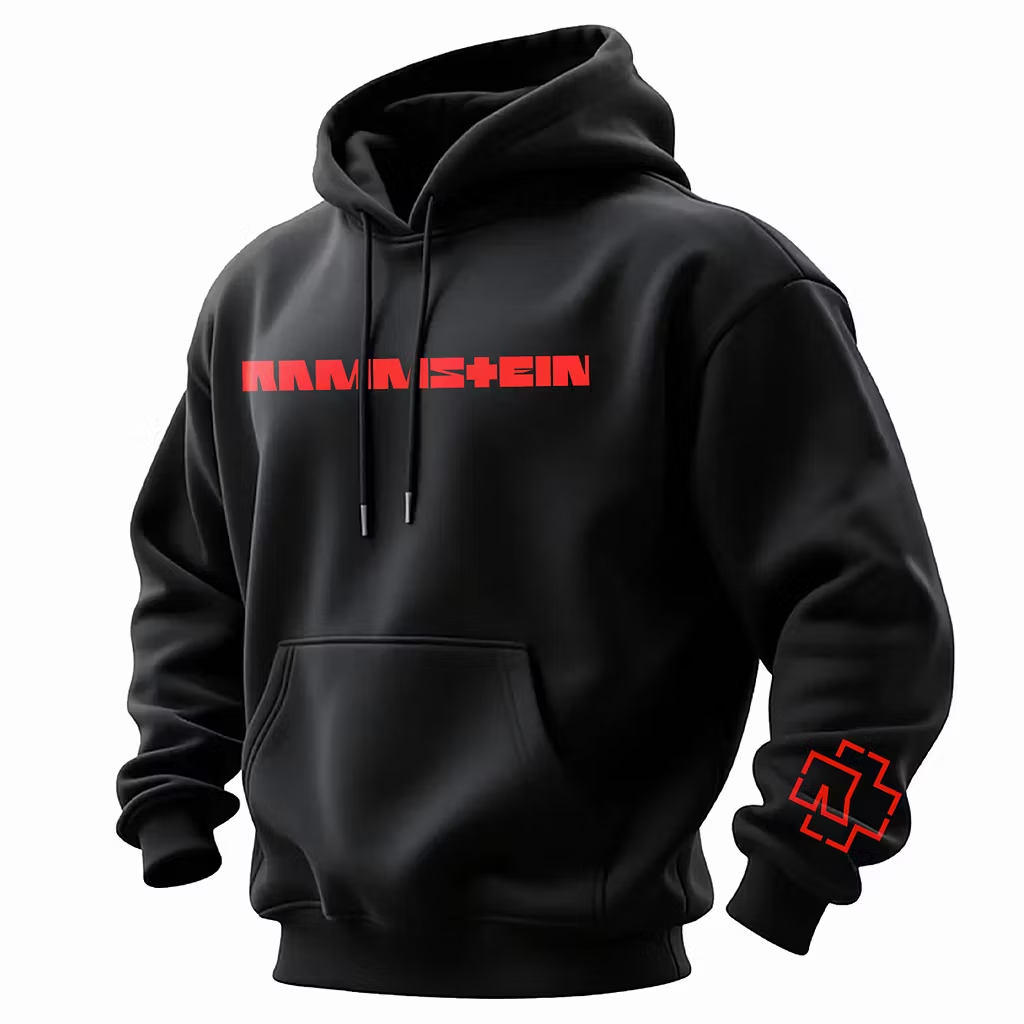 Lightning Bolt & Red Logo Oversized Black Hoodie