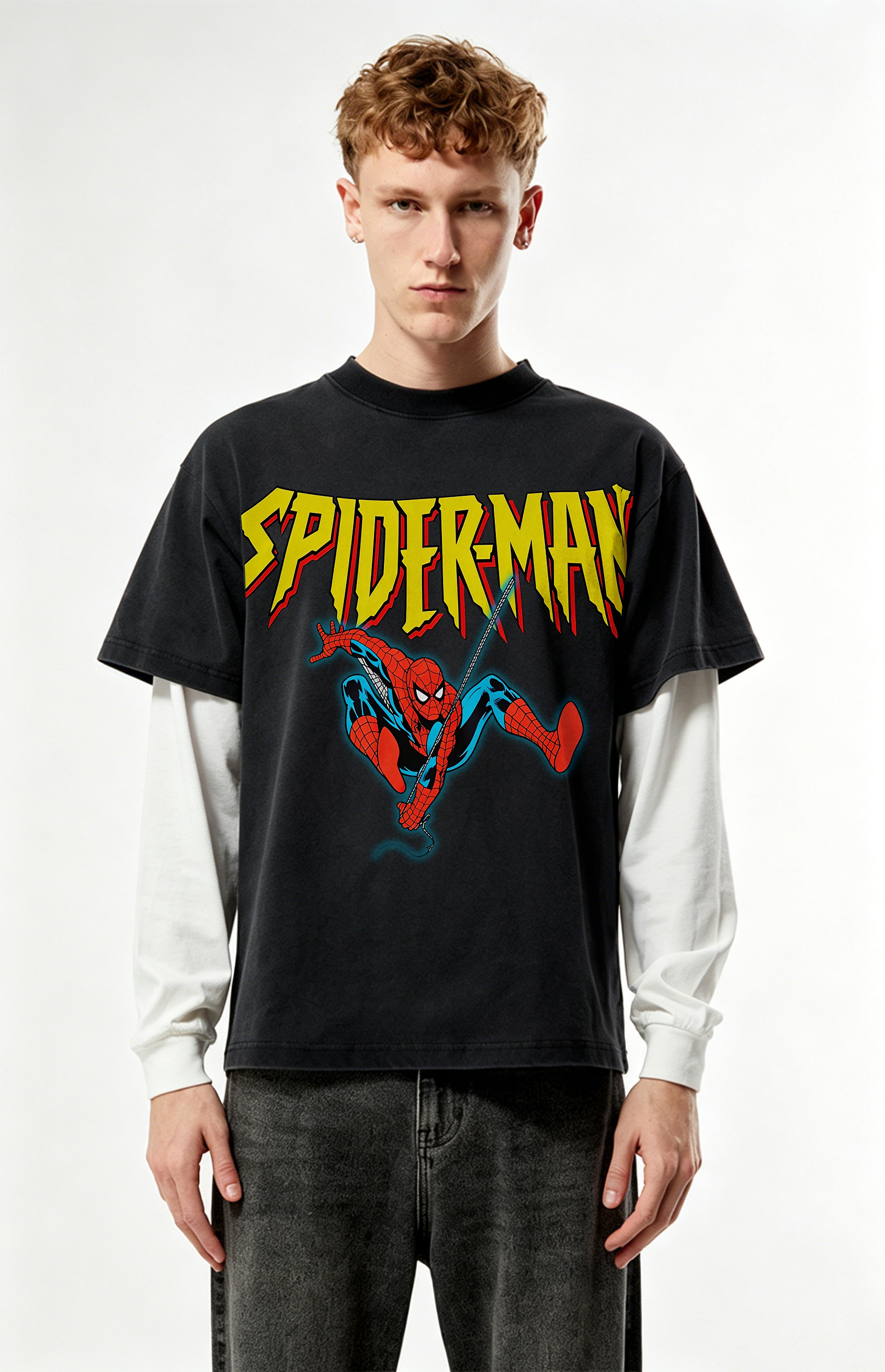 Spider-Man Classic Comic Action Oversized Graphic Tee