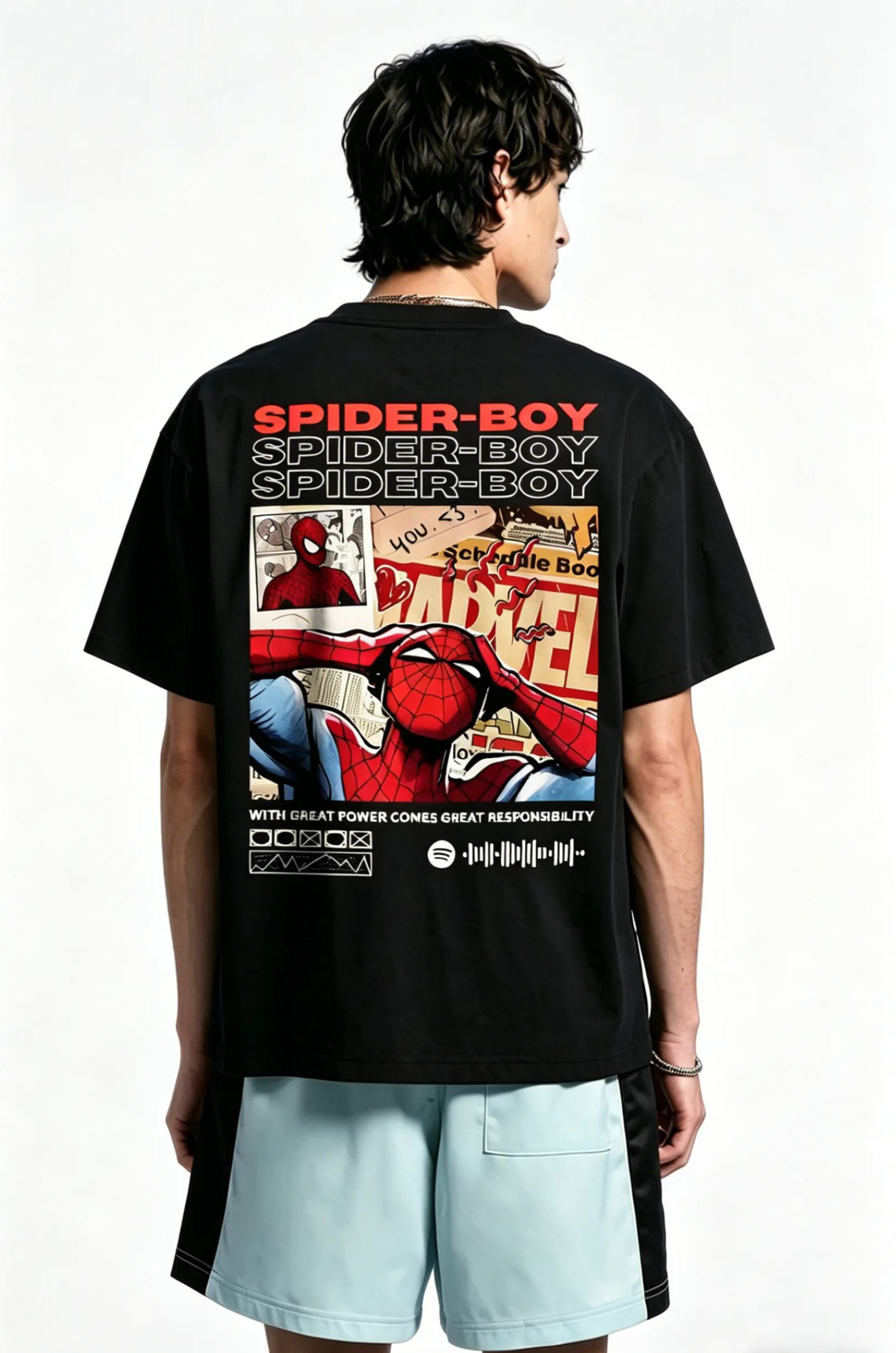 [Copy]Spider-Man Classic Comic Action Oversized Graphic Tee