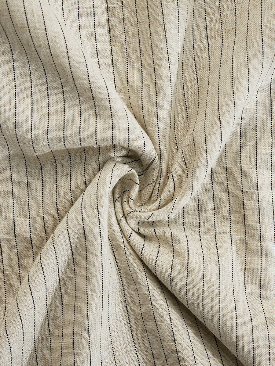 Casual Bohemian Black And Beige Striped Button Midi Dress