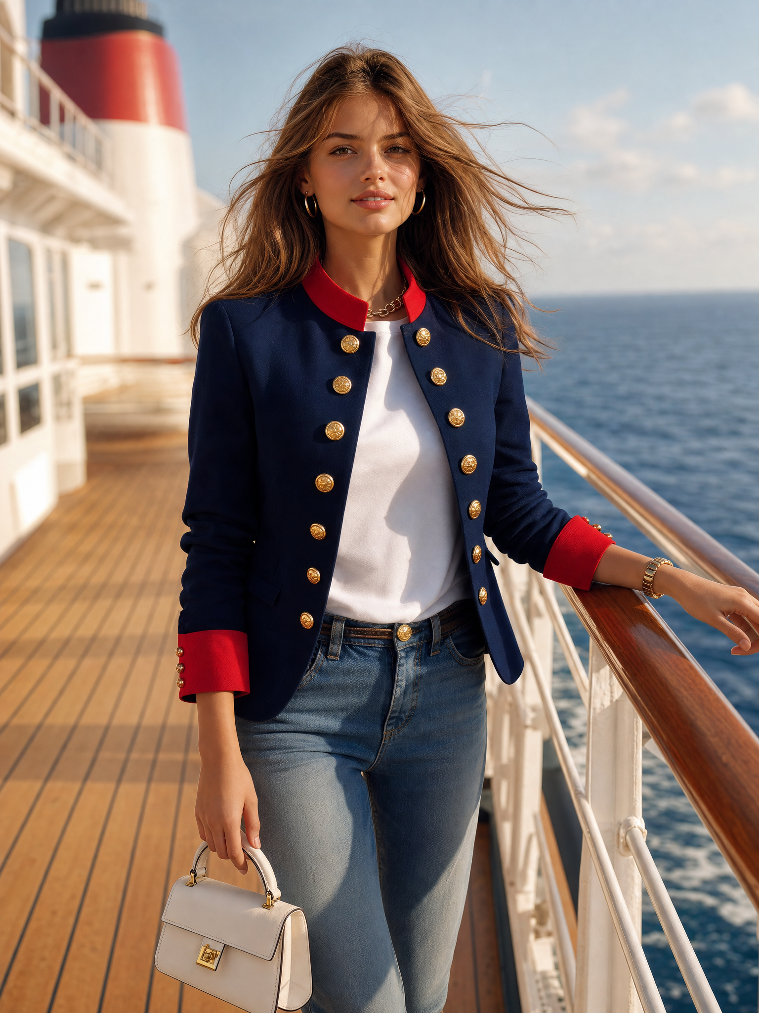 Retro Color-blocked Stand Collar Jacket