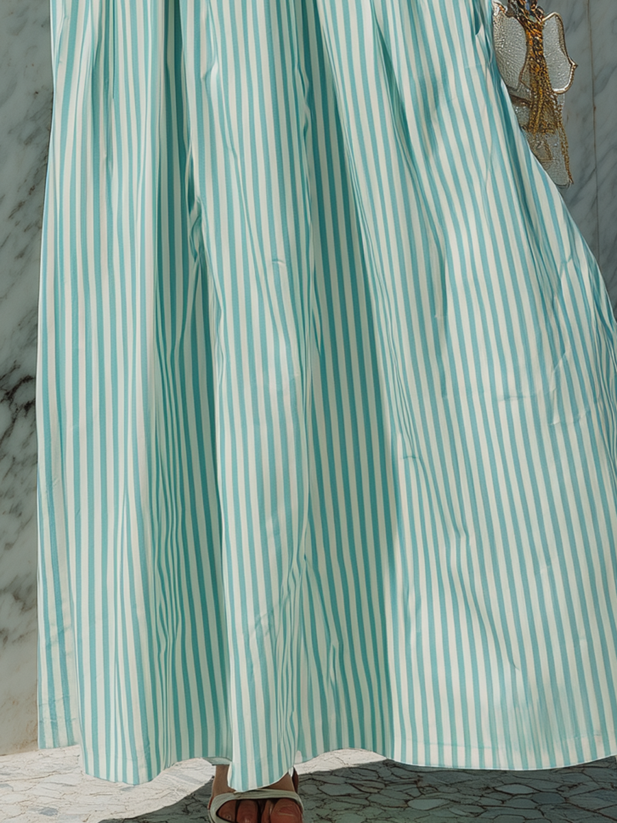 Vacation-Style Loose Striped Skirt