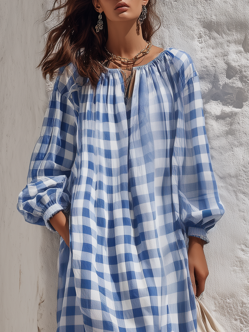 Relaxed And Casual Plaid Maxi Dress