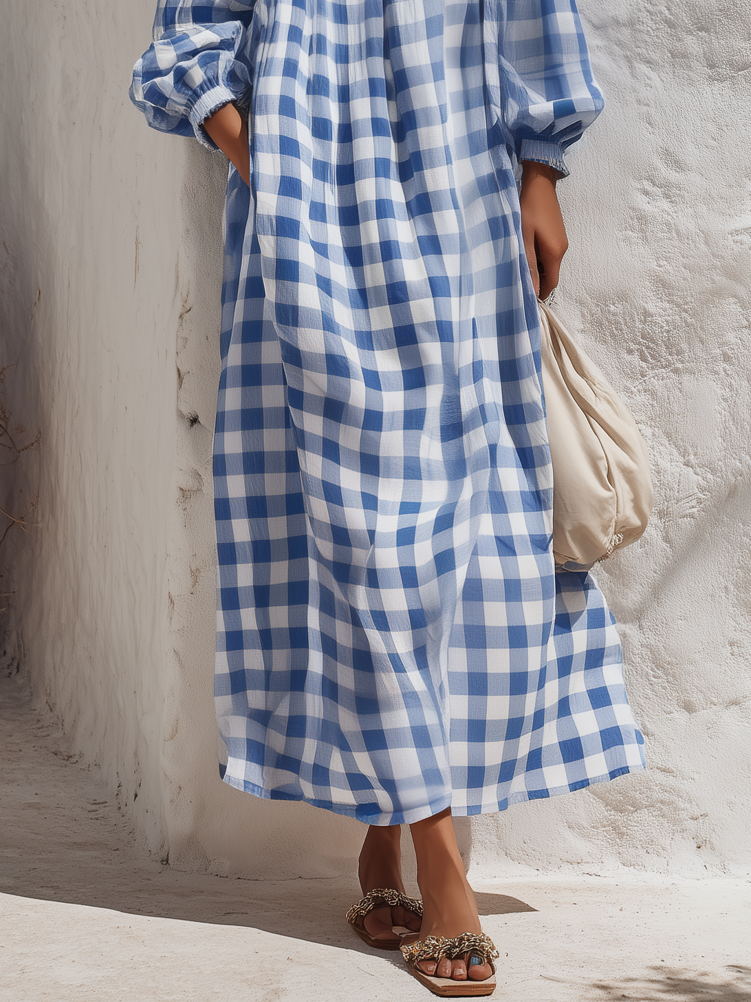 Relaxed And Casual Plaid Maxi Dress