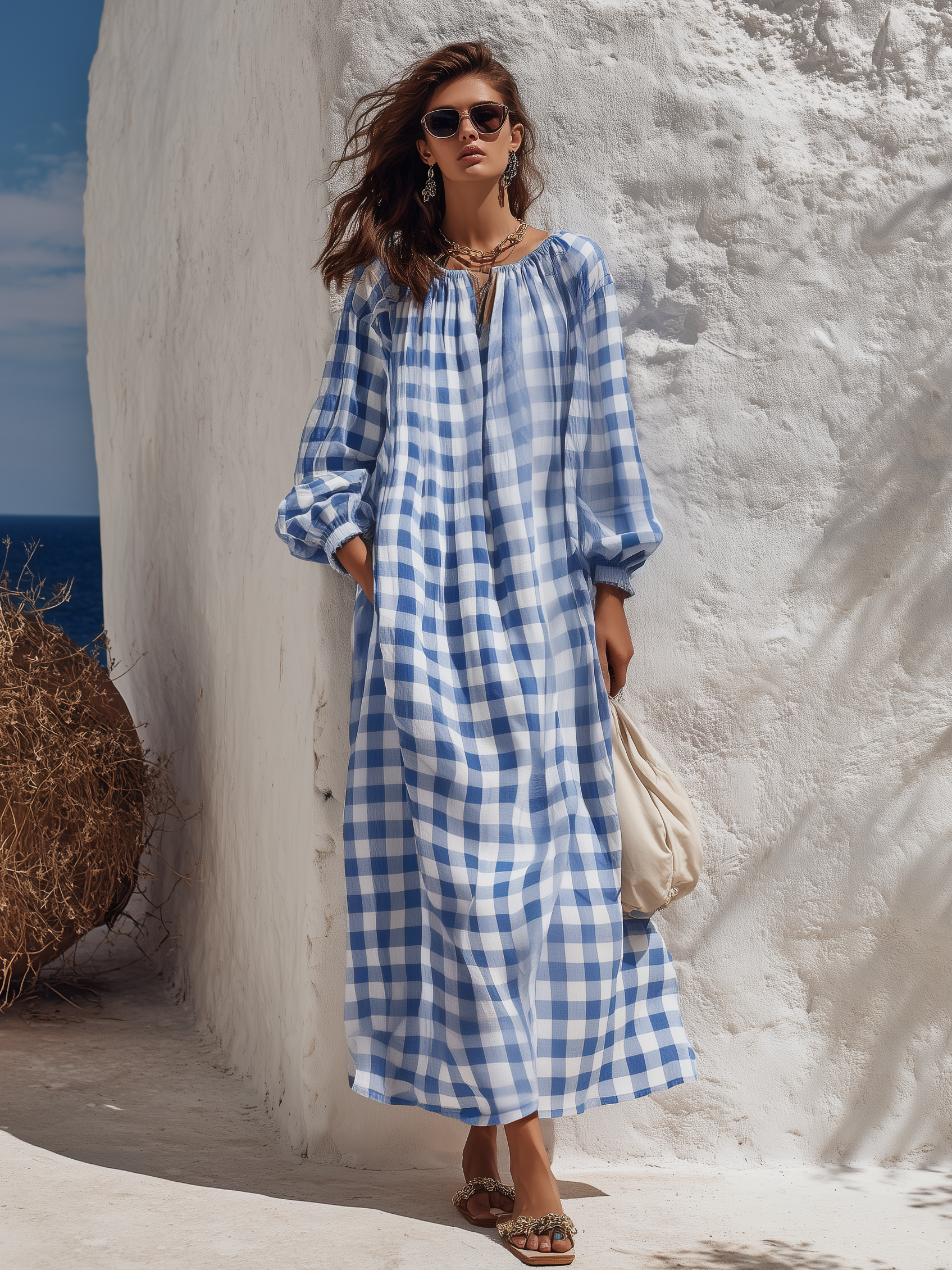 Relaxed And Casual Plaid Maxi Dress