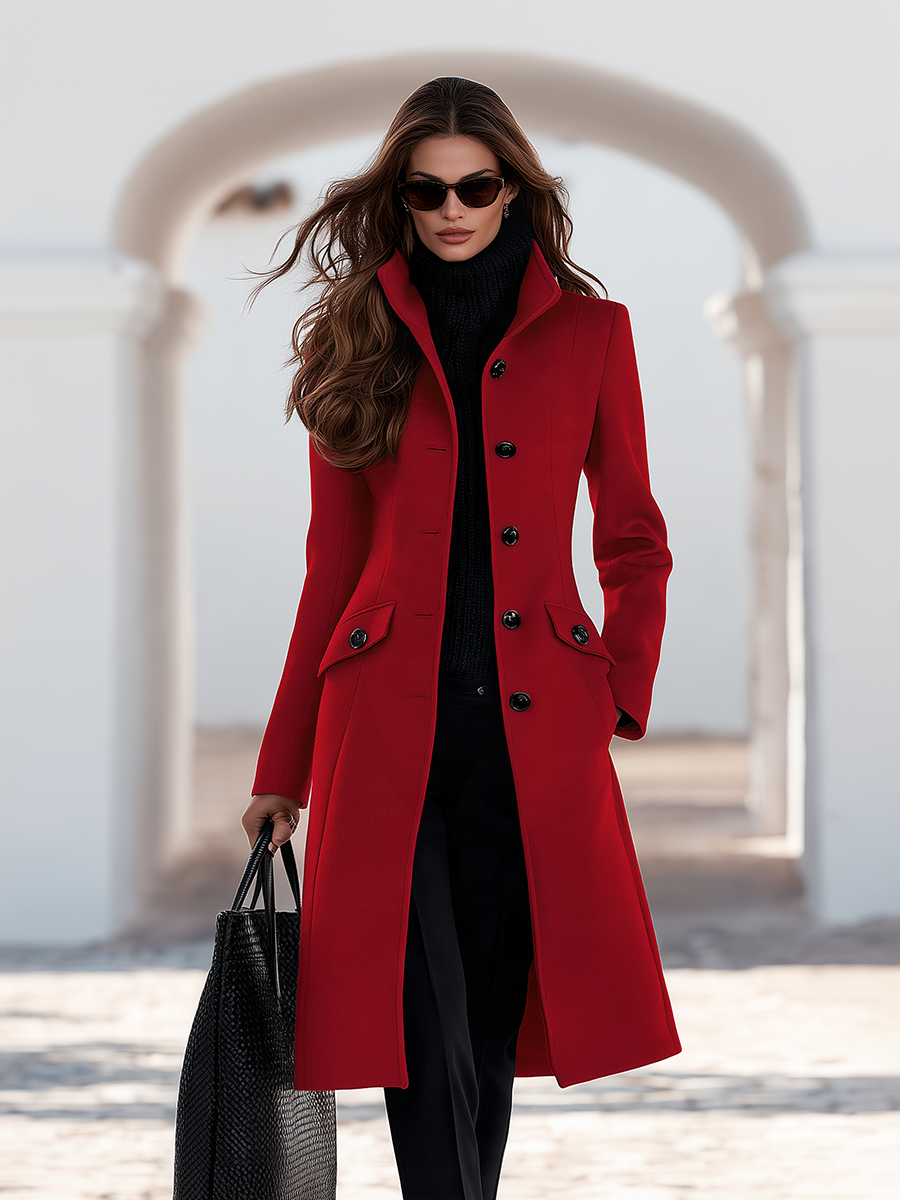 Women's Elegant Stand Collar Tweed Coat