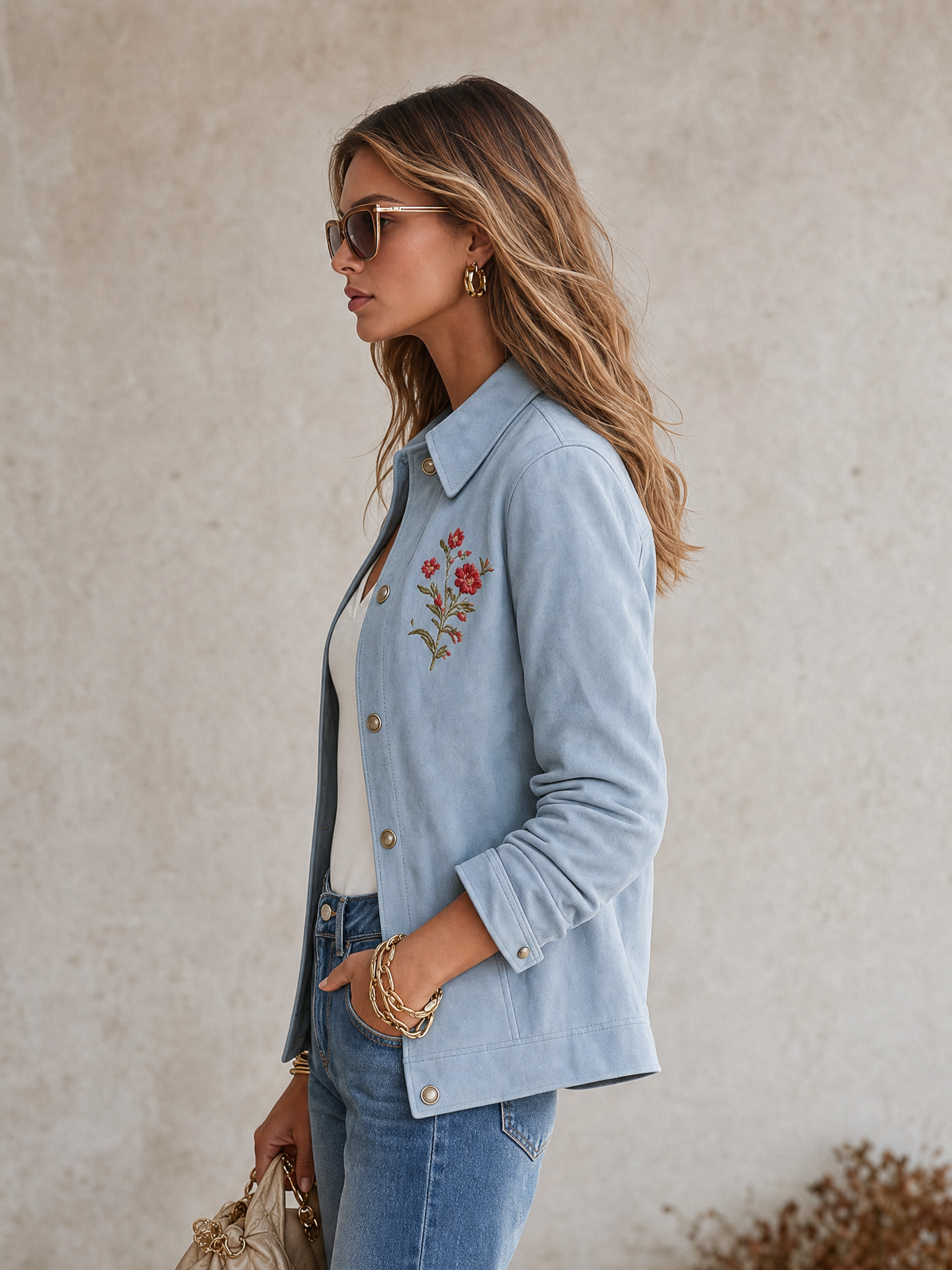 Resort-style Collared Long-sleeved Embroidered Shirt