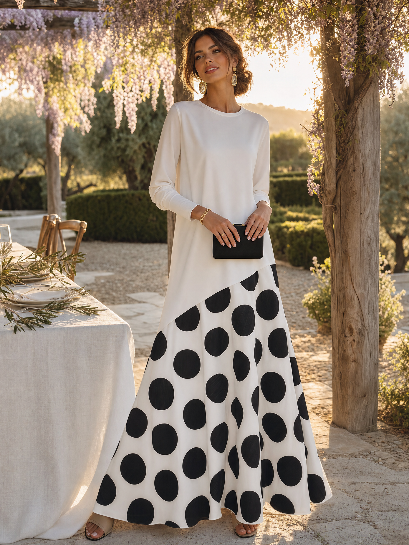 Elegant Casual Vacation Polka Dot Maxi Dress