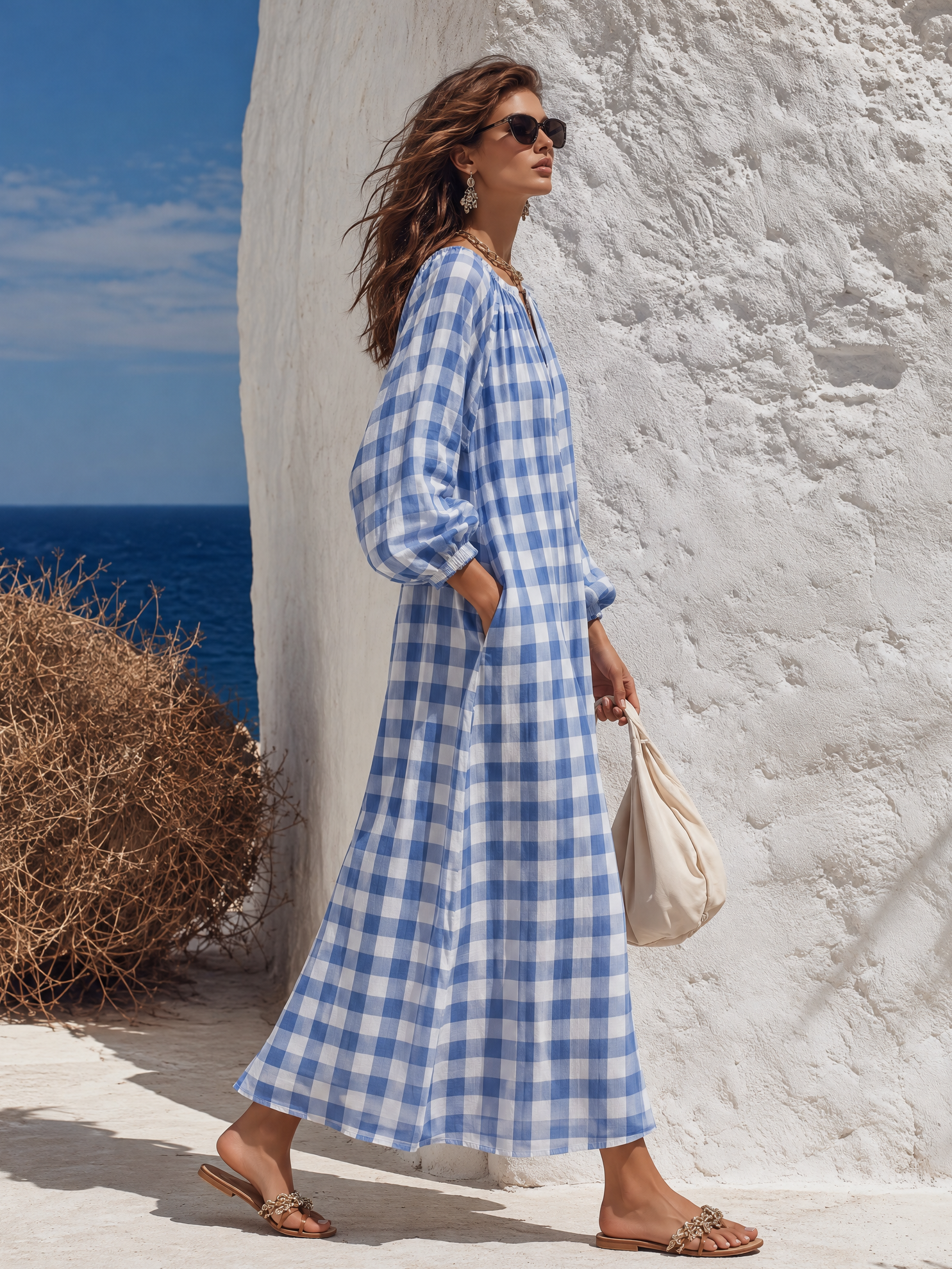 Relaxed And Casual Plaid Maxi Dress