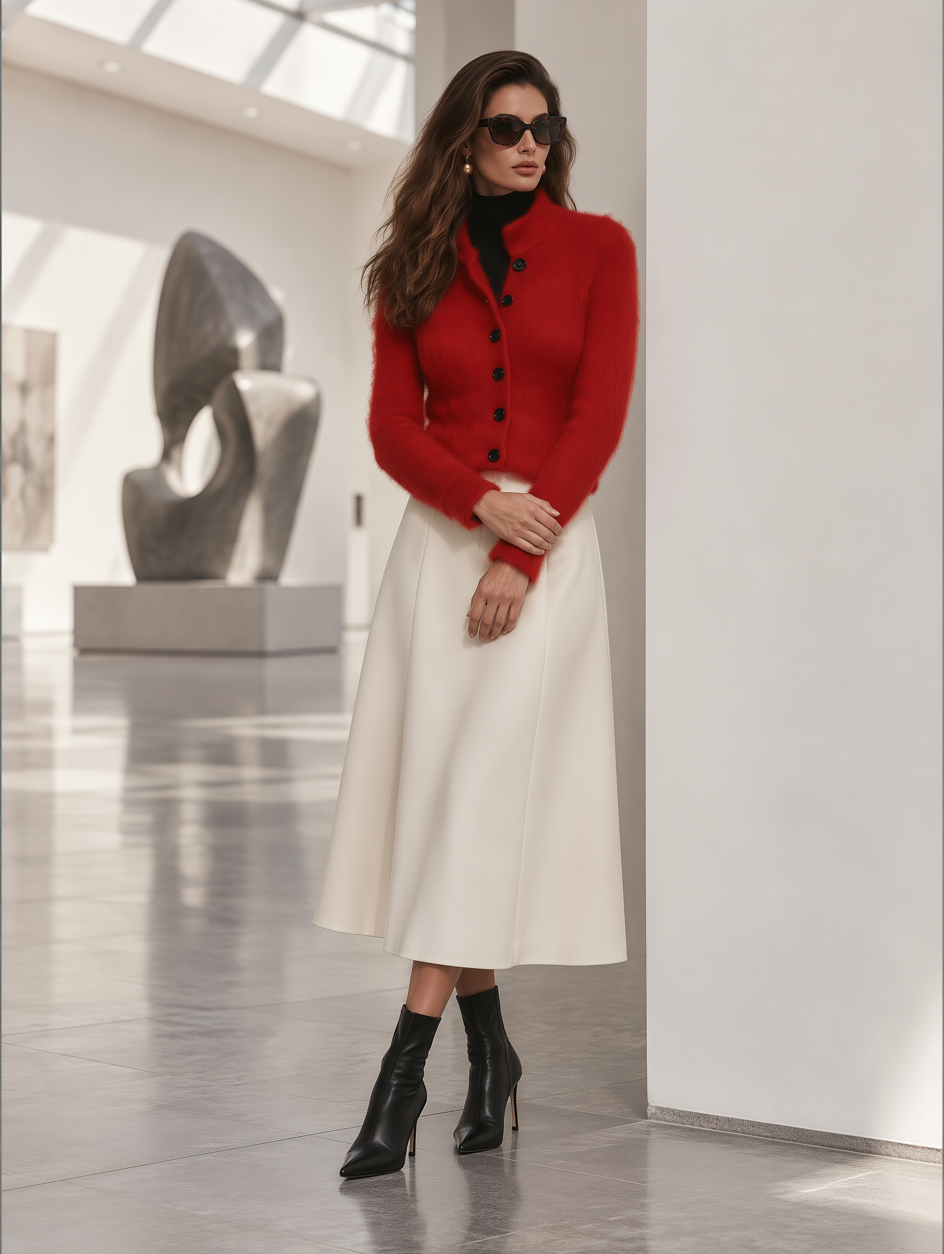 Minimalist Chic Mohair Stand Collar Button-Front Cardigan