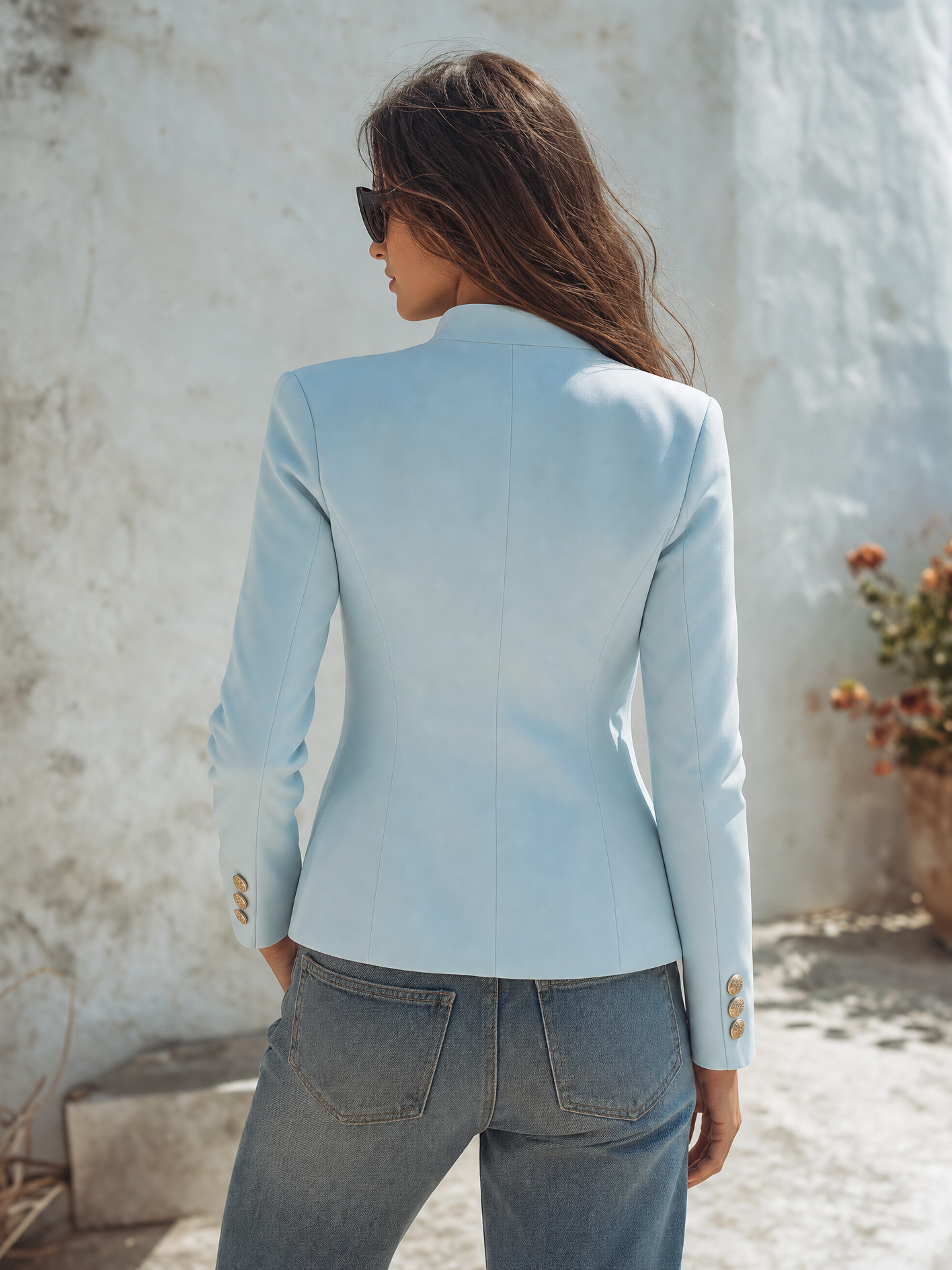 Retro Double-breasted Decorative Button Napoleon-style Stand-up Collar Jacket