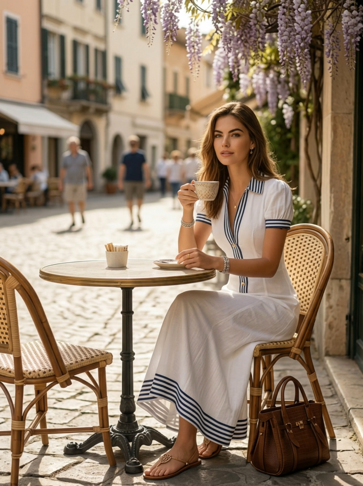 Resort-style Short-sleeve V-neck Striped Patchwork Maxi Dress