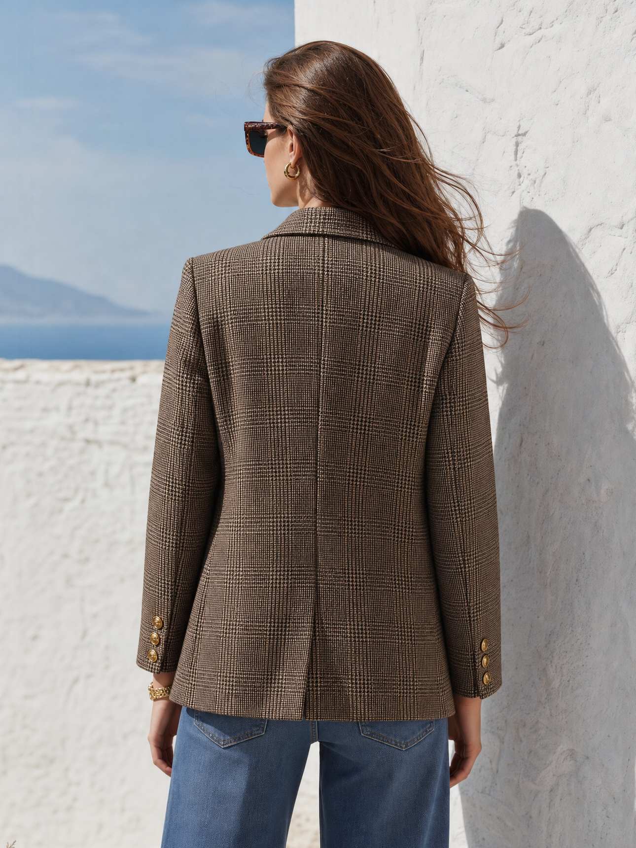 Retro-chic Classic Plaid Single-button Blazer