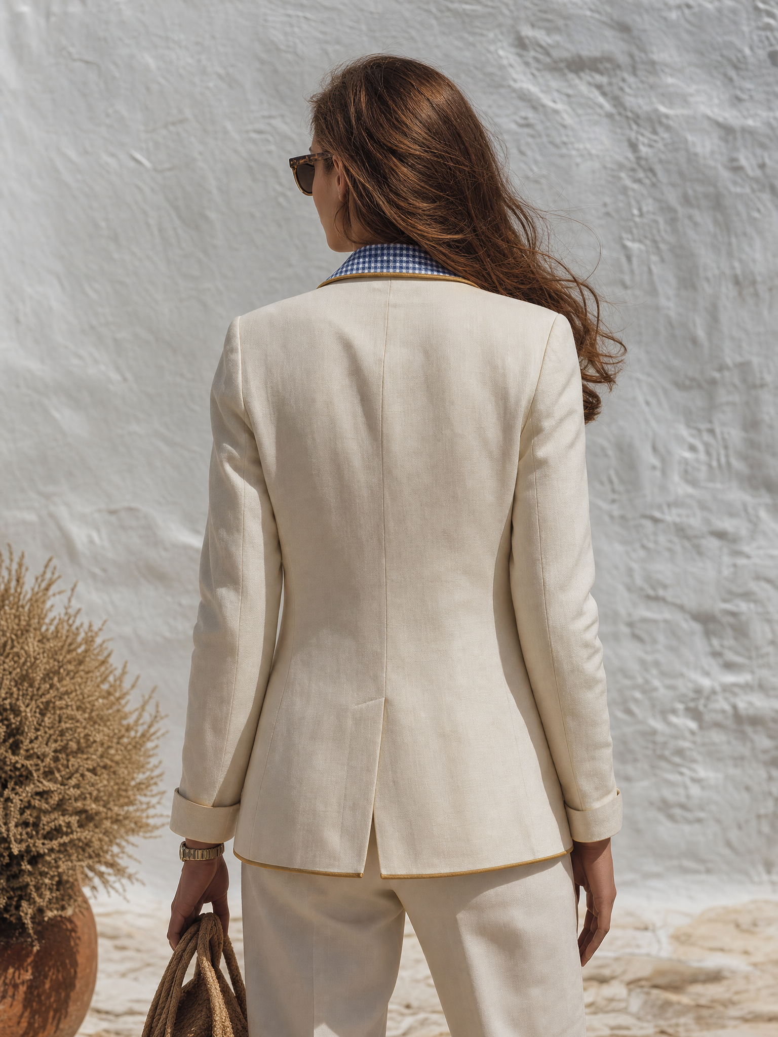 Elegant Retro Striped Lapel Multi-pocket Blazer