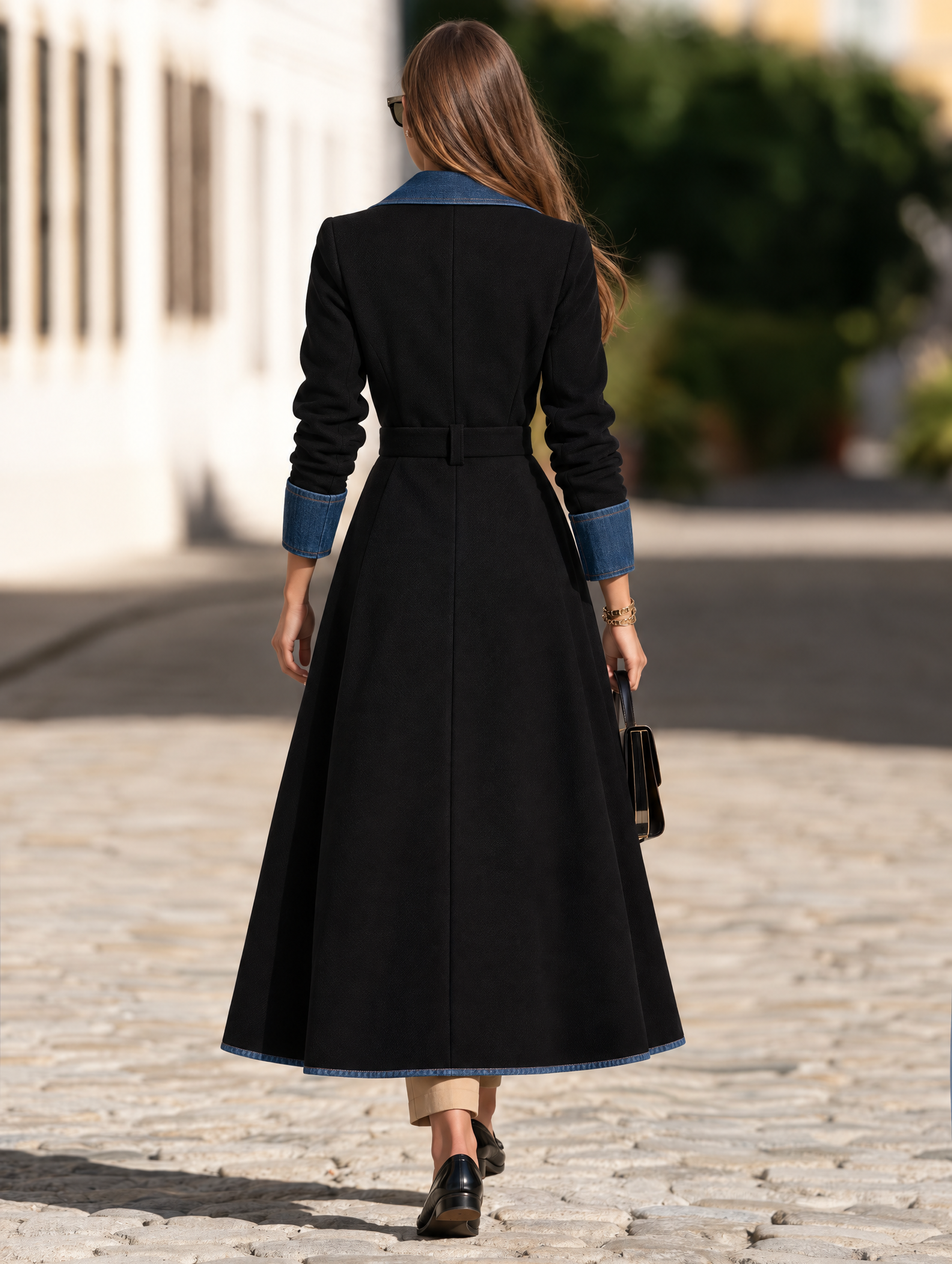 Resort-style Denim Collared Long-sleeved Coat