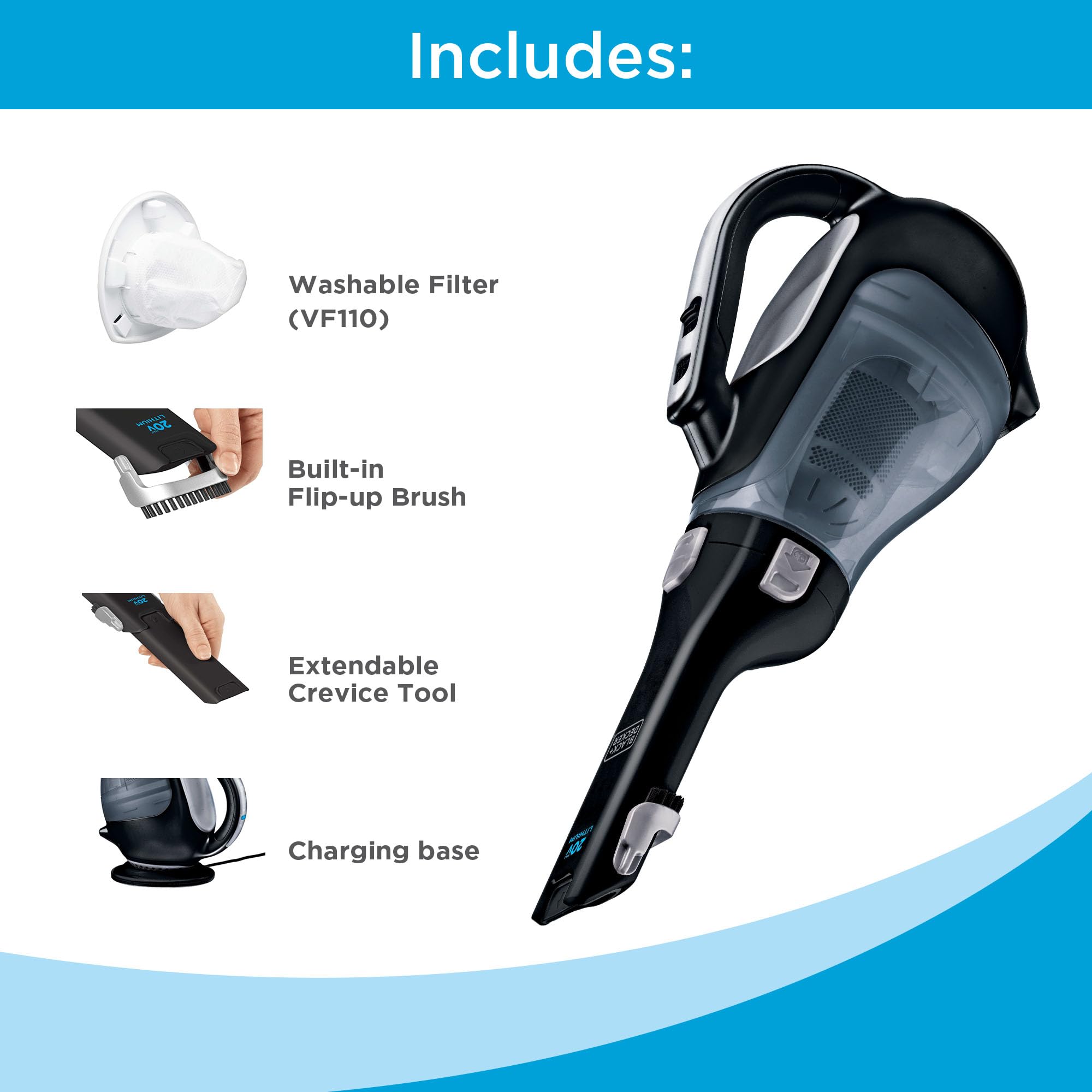 BLACK+DECKER Dustbuster 20V Cordless Hand Vacuum with Tools