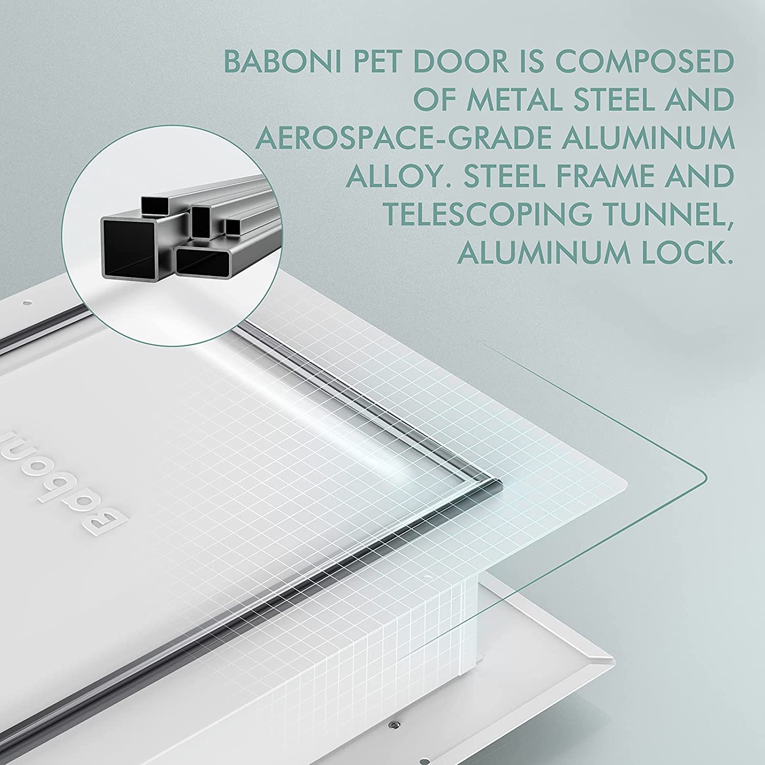 BABONI Pet Door for Wall - 3-Flap Steel Frame Cat & Dog Door