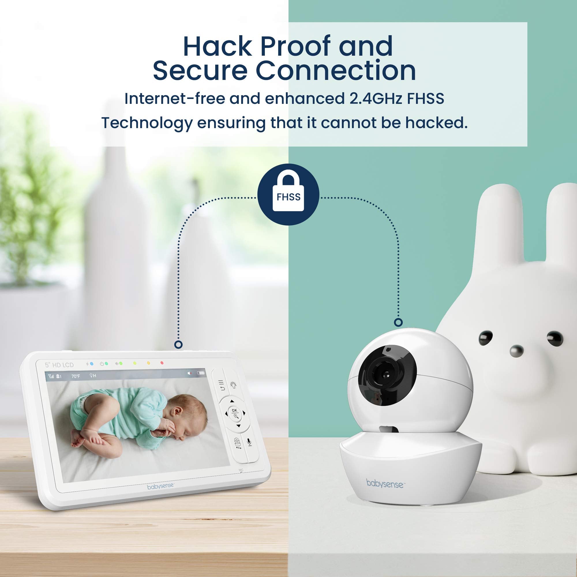 BABYSENSE 5" HD Split-Screen Video Baby Monitor with 2 Cameras