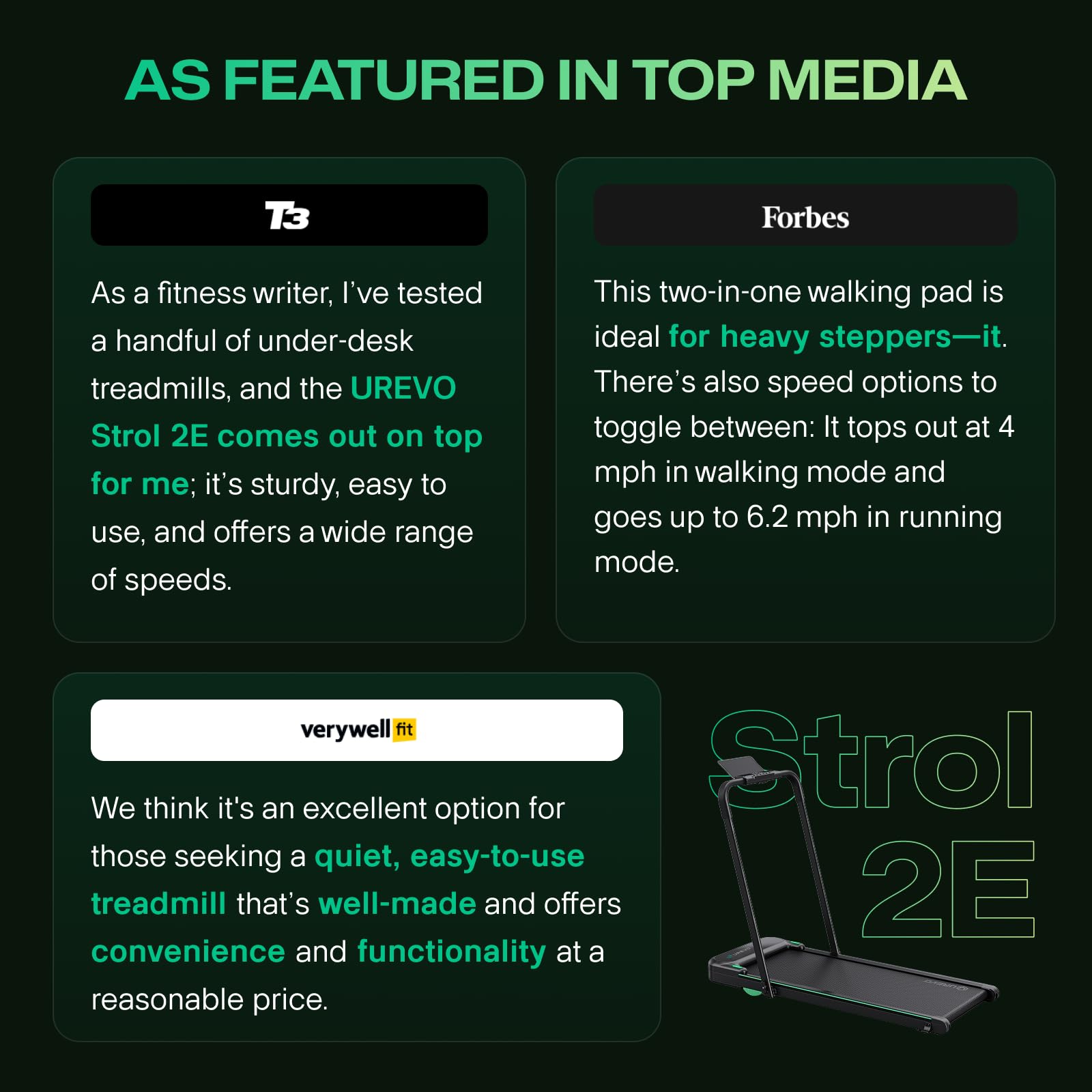UREVO Strol 2E Smart 2-in-1 Folding Treadmill - Compact Walking Pad