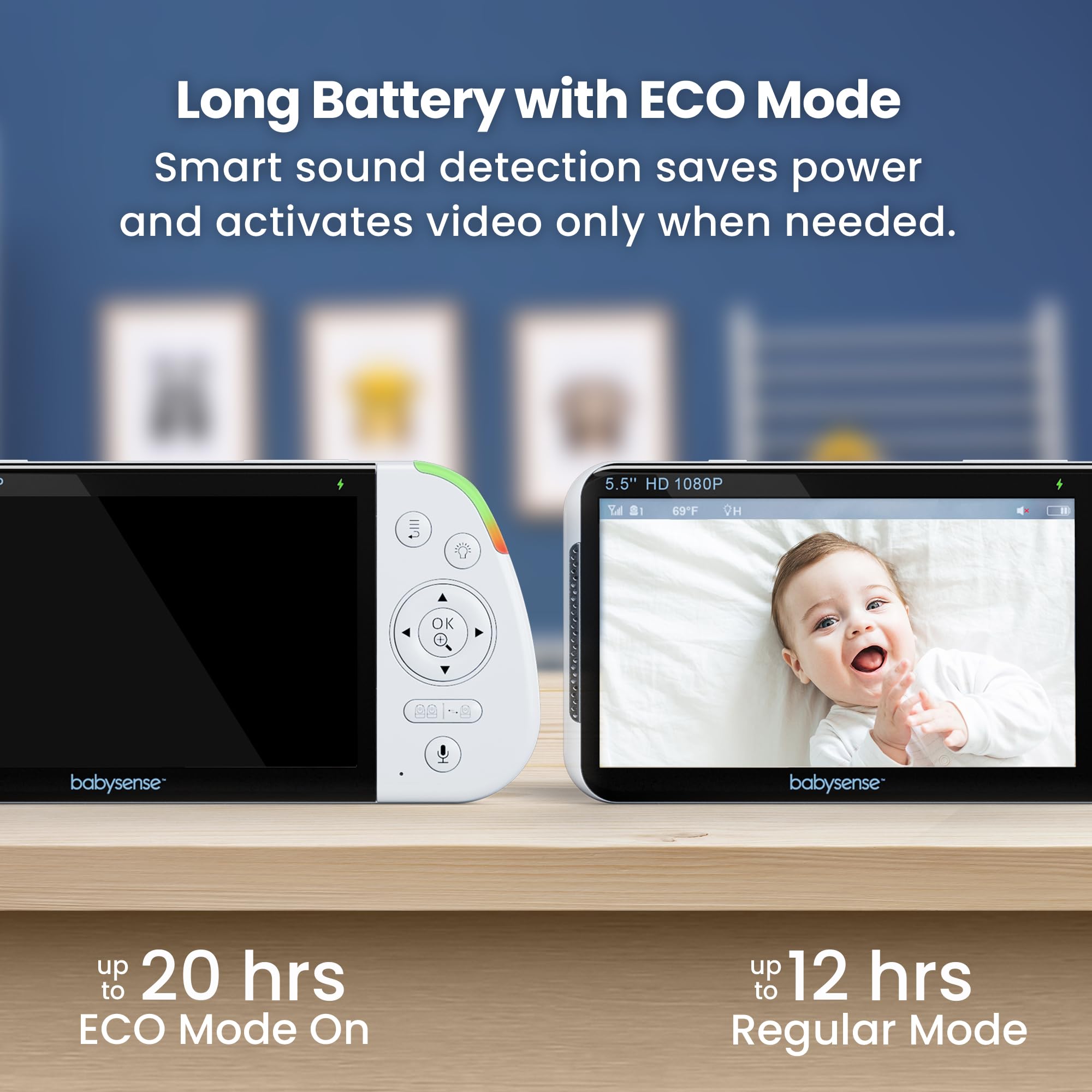 BABYSENSE PRO Full HD Split Screen Baby Monitor & Cameras