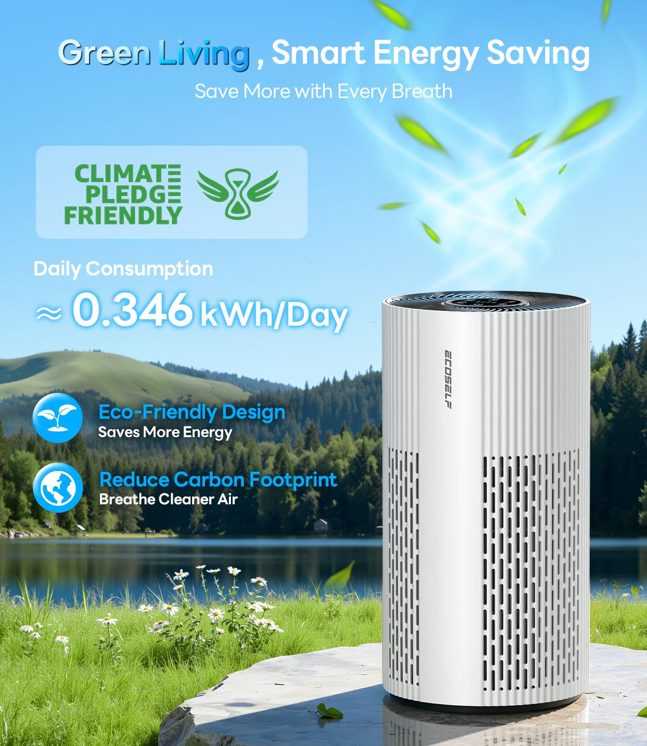 ECOSELF HAP604 Air Purifier for Large Rooms up to 1500 Ft²