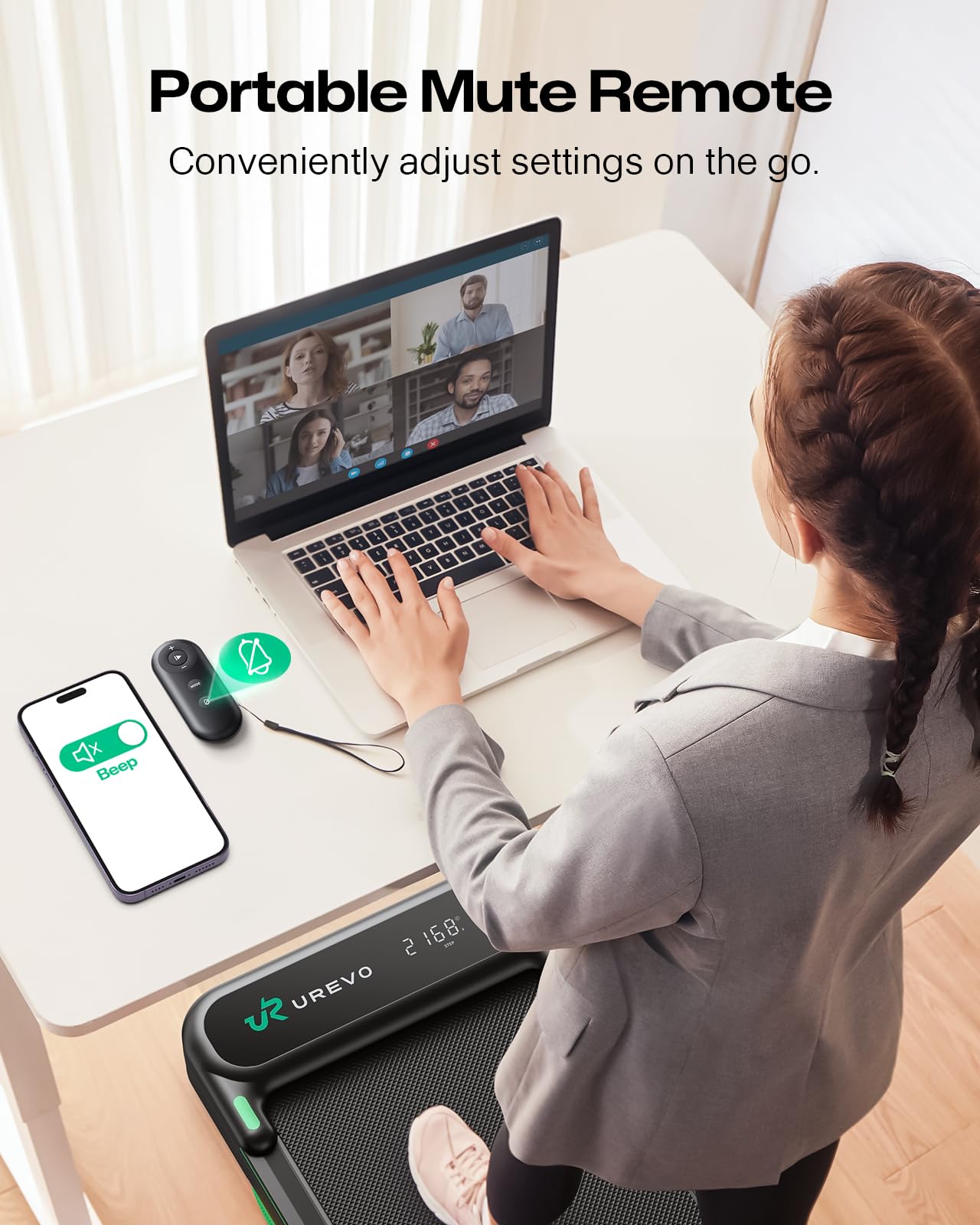 UREVO Strol 2E Smart 2-in-1 Folding Treadmill - Compact Walking Pad