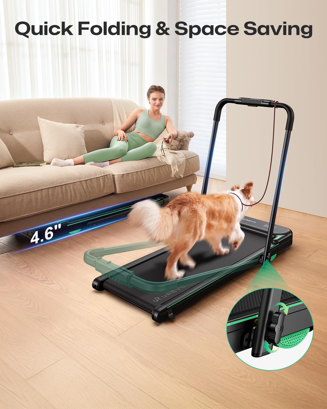 UREVO Strol 2E Smart 2-in-1 Folding Treadmill - Compact Walking Pad