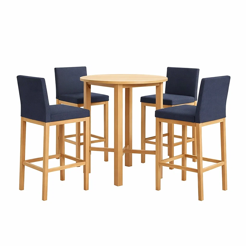 Bar set aus holz mit hockern blau - Dwellambient