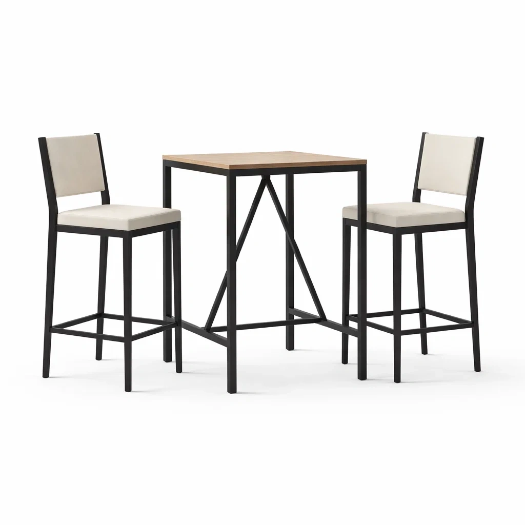 Bar set aus holz und metall schwarz beige - Dwellambient