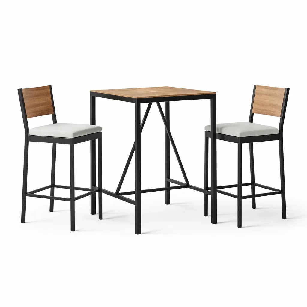 Bar set aus holz und metall braun schwarz - Dwellambient