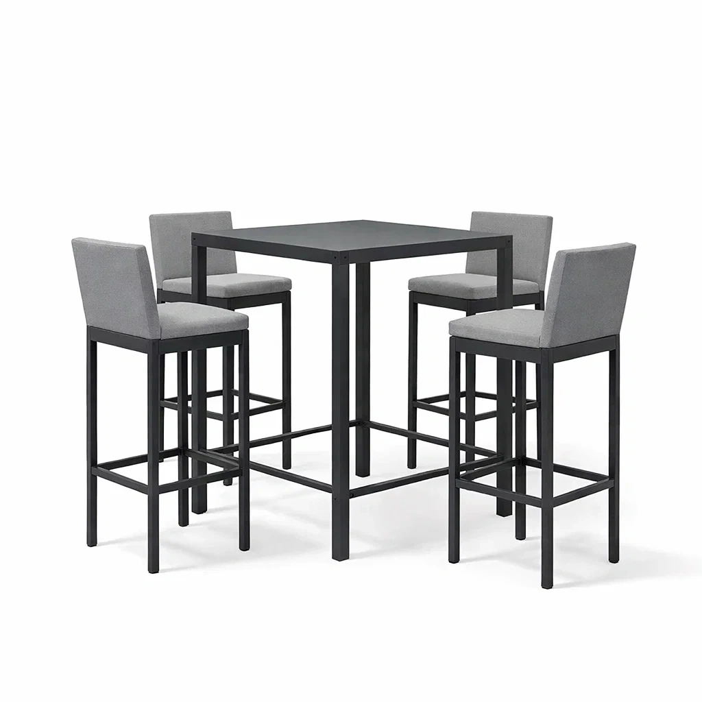 Bar set aus stahl mit tisch und hockern schwarz grau - Dwellambient