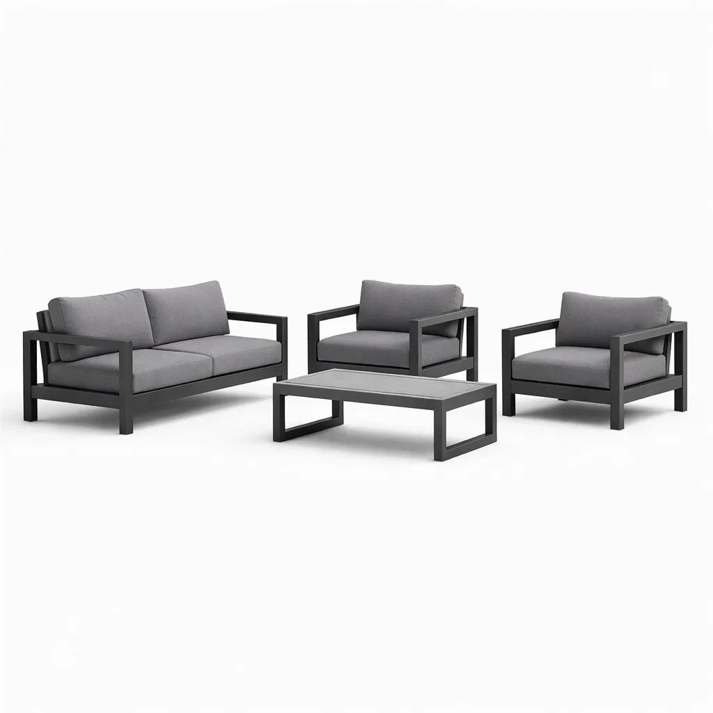 Sofa-set aluminium grau mit polstern - Dwellambient