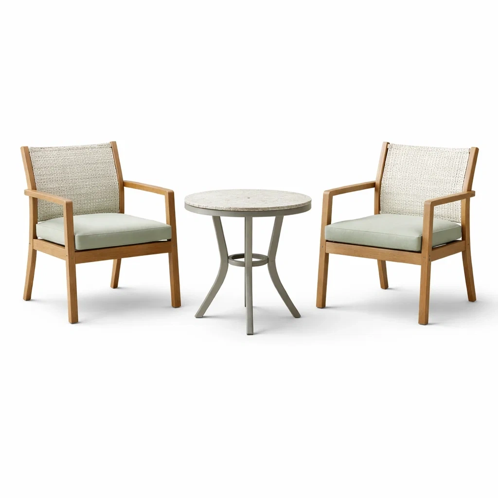Loungemöbel-Set aus akazienholz sessel und tisch polyester - Dwellambient