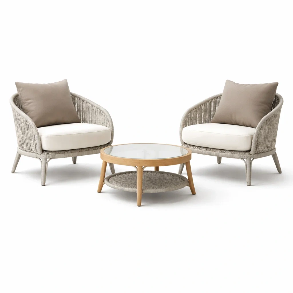 Loungemöbel-Set aus polyethylengeflecht sesseln und tisch - Dwellambient
