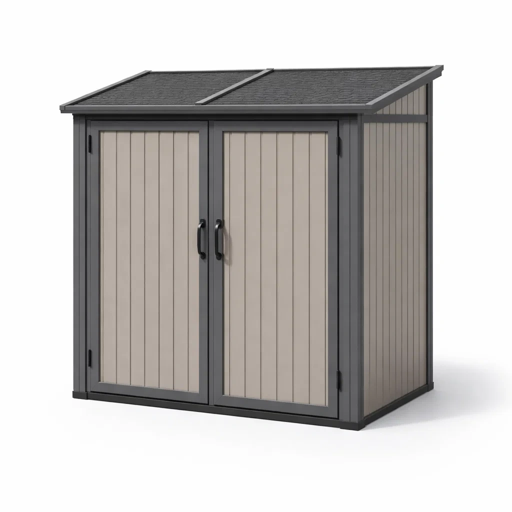 Schuppen kunststoff beige schwarz 140x82x134 cm - Dwellambient