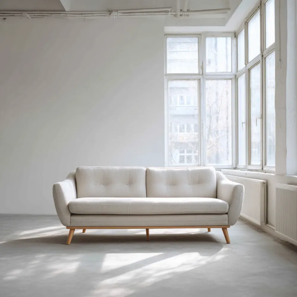 Sofá de tres plazas Tela 210x90x85 cm – Beige – Diseño moderno