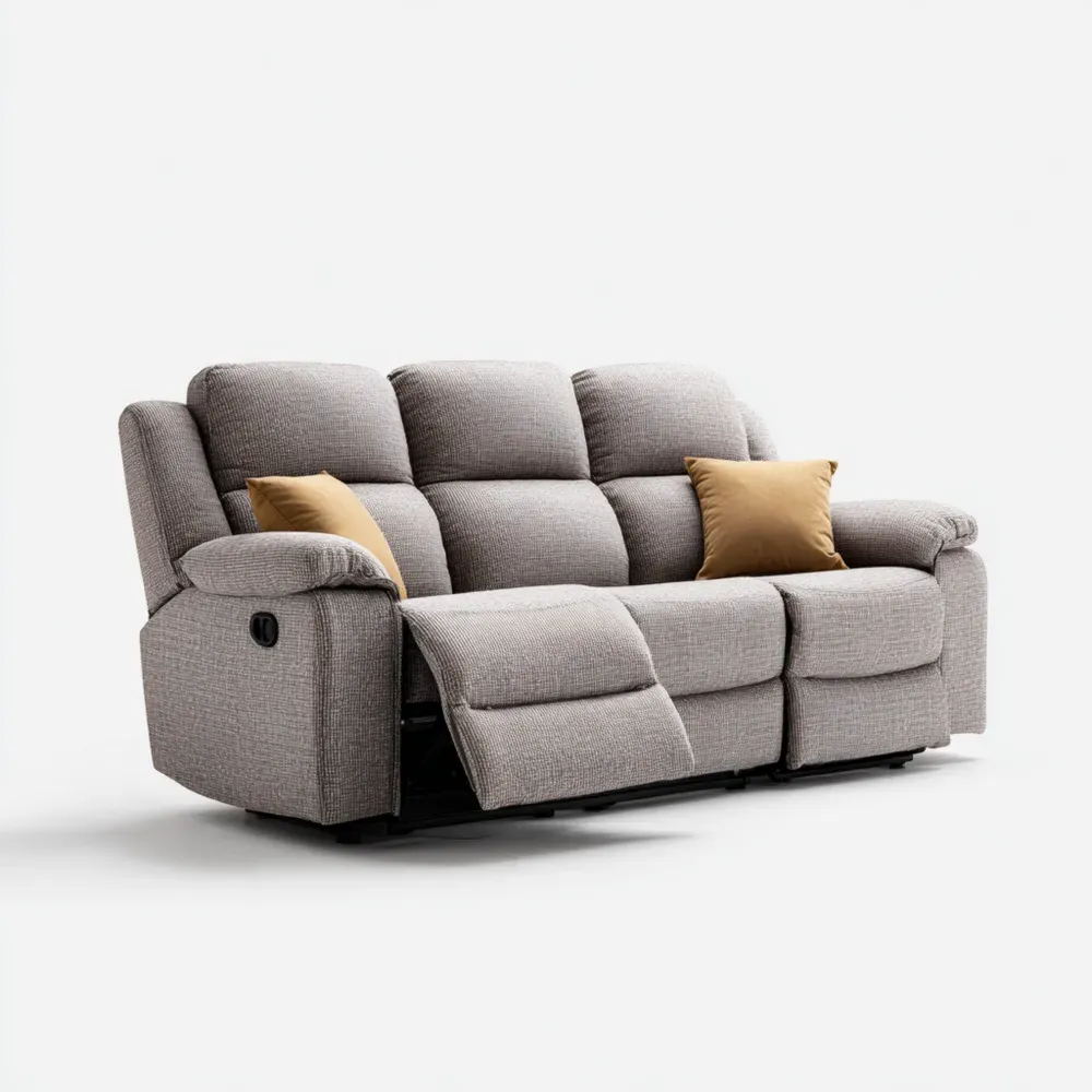 Sofá reclinable de tela 205x95x100 cm – Gris Claro – Diseño moderno