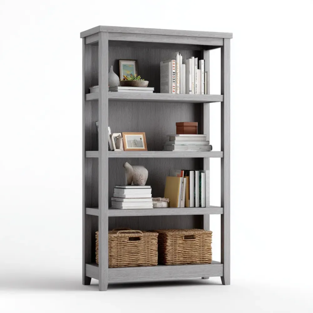 Estantería de madera 120x40x180 cm - Gris - Diseño contemporáneo