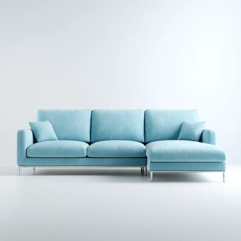 Sofá de esquina tapizado en tela 280x160x85 cm - Azul Claro - Diseño moderno
