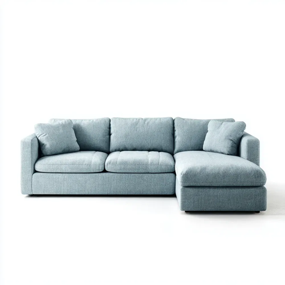 Sofá Seccional - Tela Tapizada 250x90x80 cm – Azul Claro – Diseño Moderno