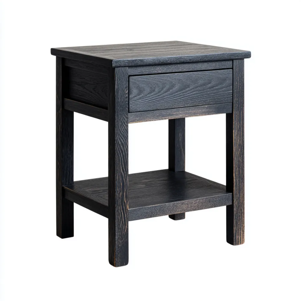 Mesita de noche de madera 45x35x60 cm - Acabado Oscuro
