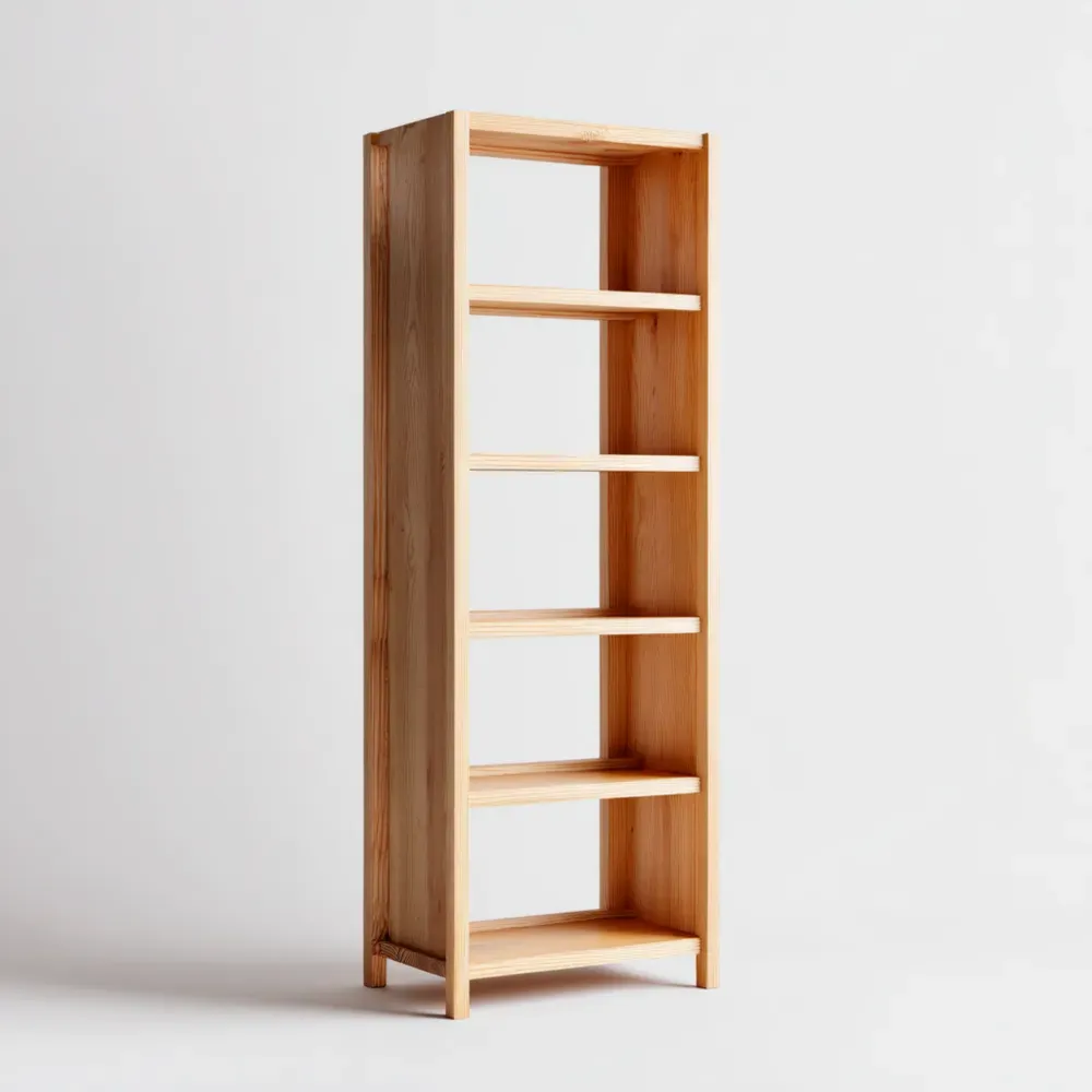 Estantería de madera con 5 niveles 185x60x30 cm – Natural – Diseño minimalista