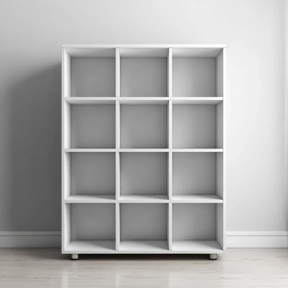 Estantería Moderna 120x120x30 cm - Blanco - Madera - 12 Compartimentos