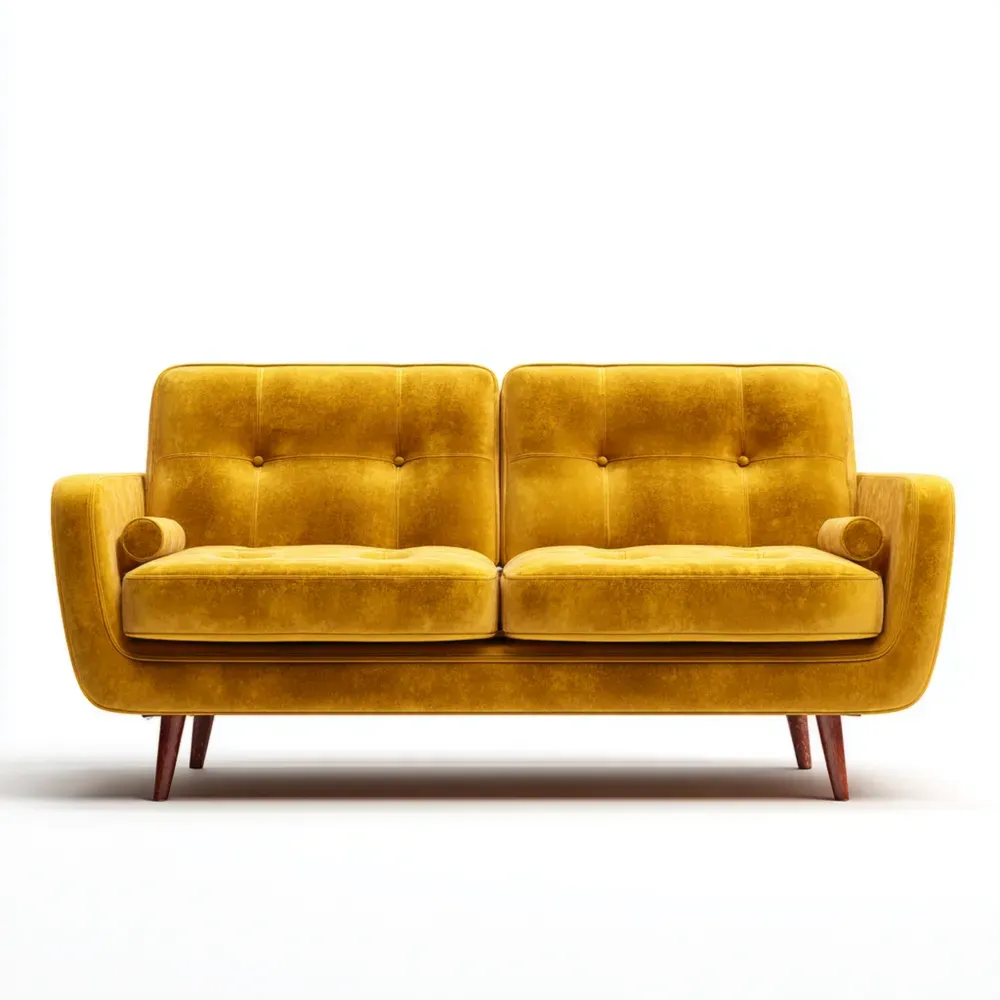 Sofá de dos plazas Terciopelo 150x85x80 cm - Mostaza - Estilo Retro