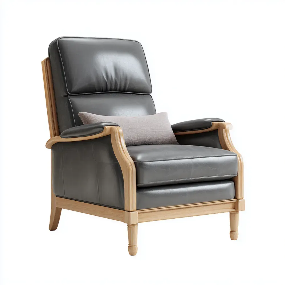 Sillón de Cuero 85x90x100 cm - Gris Oscuro - Diseño Clásico